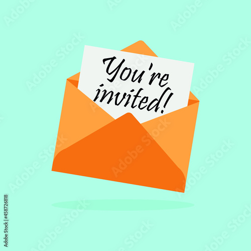 'You're Invited!' Written Inside An Envelope Letter