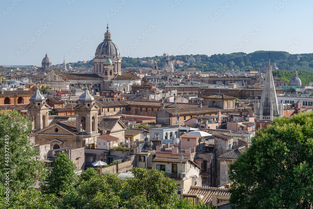 View of Rome from the Pincio at Villa Borghese Gardens