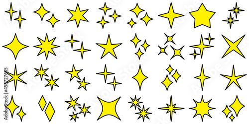 キラキラ　セット　黒フチ　黄色