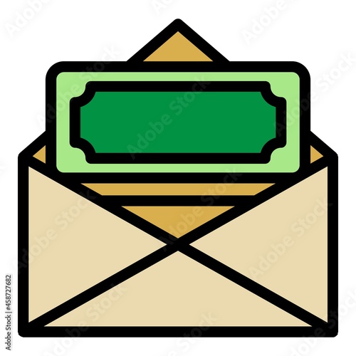 Envelope with donations icon. Outline envelope with donations vector icon color flat isolated