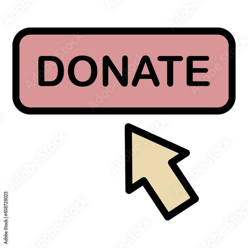 Donate button icon. Outline donate button vector icon color flat isolated