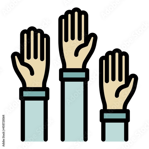 Hands of charity icon. Outline hands of charity vector icon color flat isolated