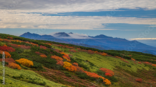 旭岳 紅葉 曇り空