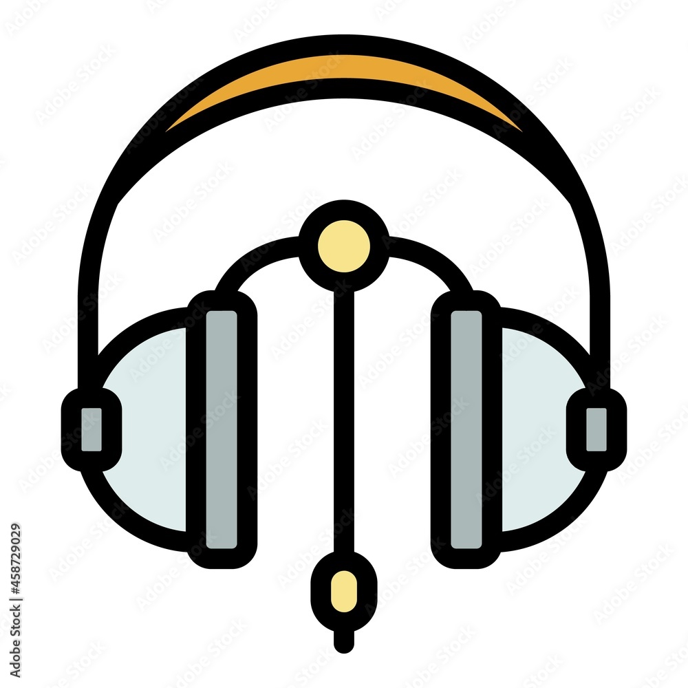 Big headphones icon. Outline big headphones vector icon color flat isolated Big headphones icon. Outline big headphones vector icon color flat isolated