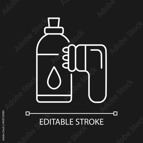 Anticellulite massager white linear icon for dark theme. Beauty treatment. Body care. Lipolysis. Thin line customizable illustration. Isolated vector contour symbol for night mode. Editable stroke