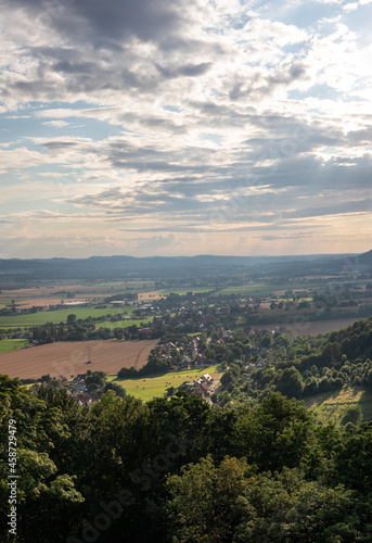 Country landscape over village Schaumburg in Germany