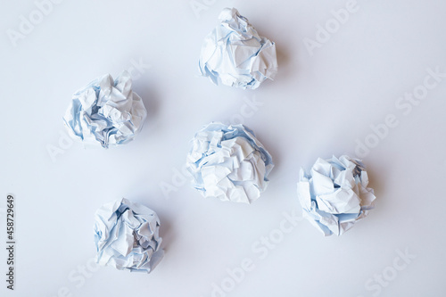 crumpled paper on white background with blank copyspace