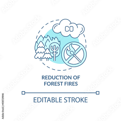 Forest fires reduction concept icon. Common initiative abstract idea thin line illustration. Forest management. Biomass burning. Vector isolated outline color drawing. Editable stroke