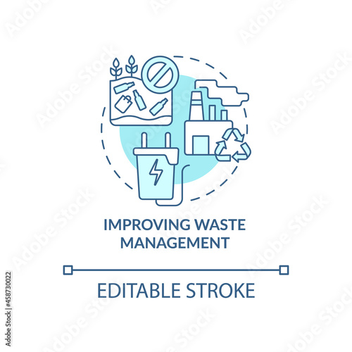 Improving waste management concept icon. Reducing air pollution abstract idea thin line illustration. Soil contamination prevention. Vector isolated outline color drawing. Editable stroke