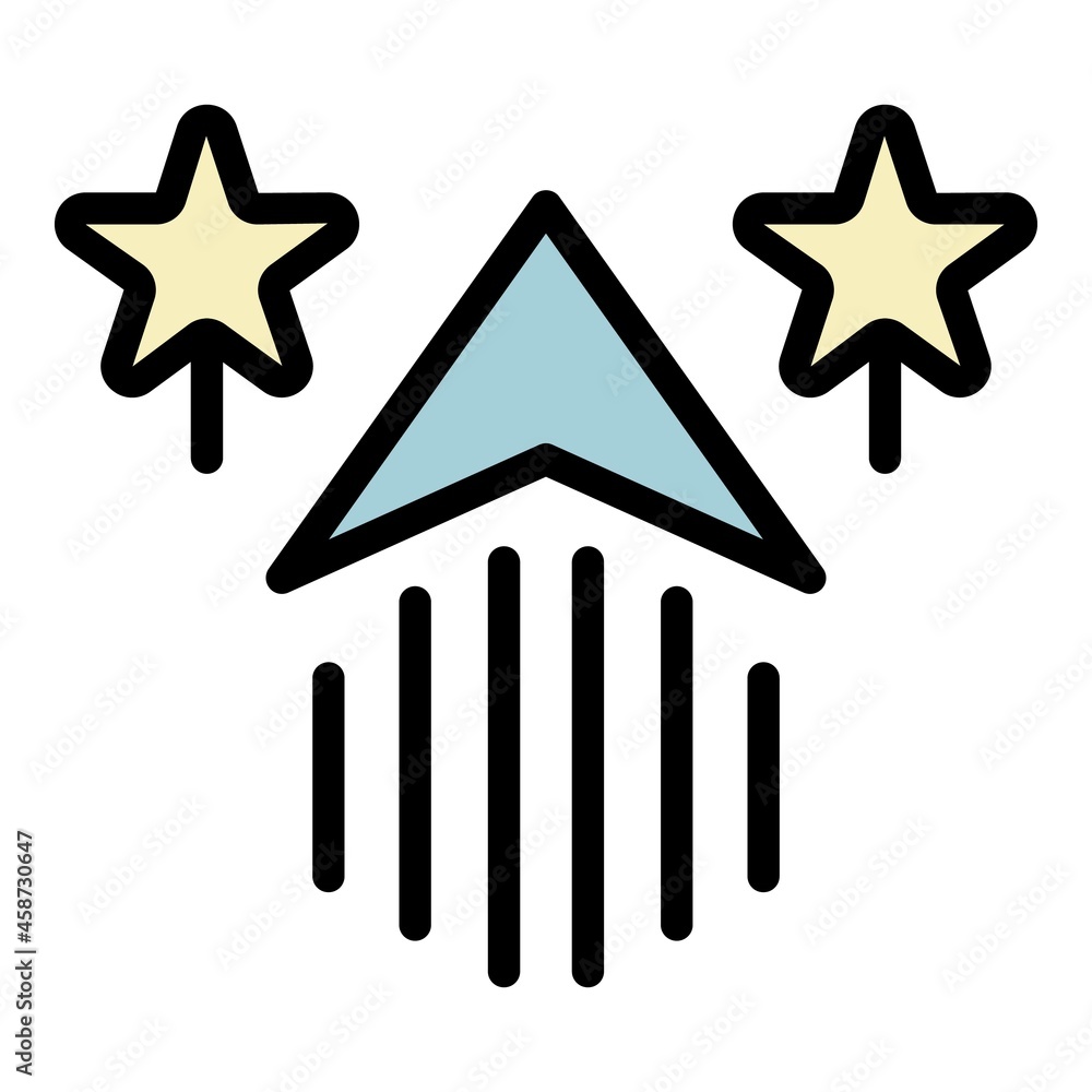 Up arrow and stars icon. Outline up arrow and stars vector icon color flat isolated Up arrow and stars icon. Outline up arrow and stars vector icon color flat isolated