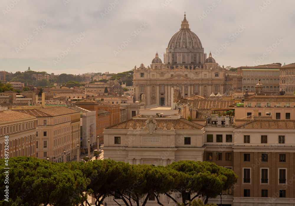 View of St Peter's Basilica from the Castle of St Angelo.