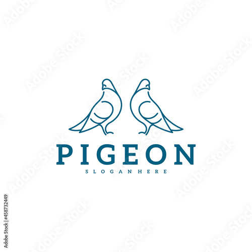 Pigeon logo line vector illustration. Dove logo creative design template. Bird logo premium