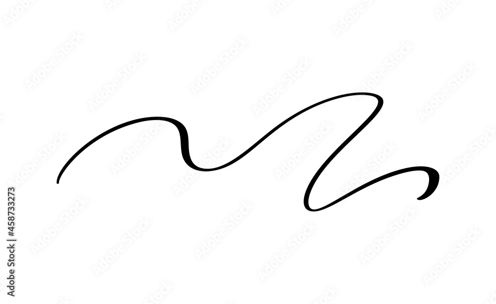 Abstract Vector Wavy calligraphy line divider. Black illustration. Element of design for posters and flyers story Abstract Vector Wavy calligraphy line divider. Black illustration. Element of design for posters and flyers story
