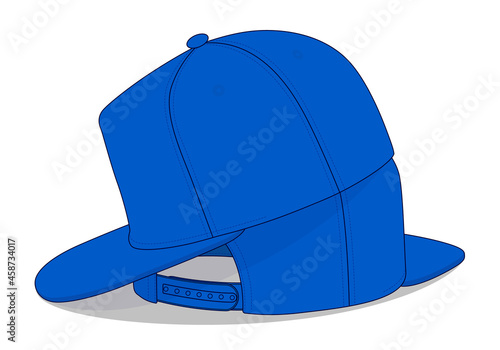 Blank Blue Hip Hop Cap Template Vector On White Background.