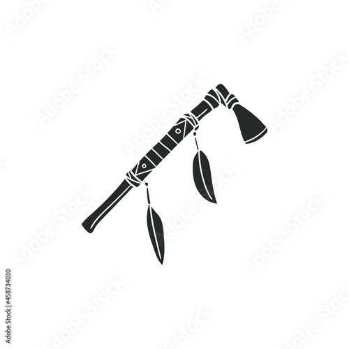 Tomahawk Icon Silhouette Illustration. American Native Weapons Vector Graphic Pictogram Symbol Clip Art. Doodle Sketch Black Sign.