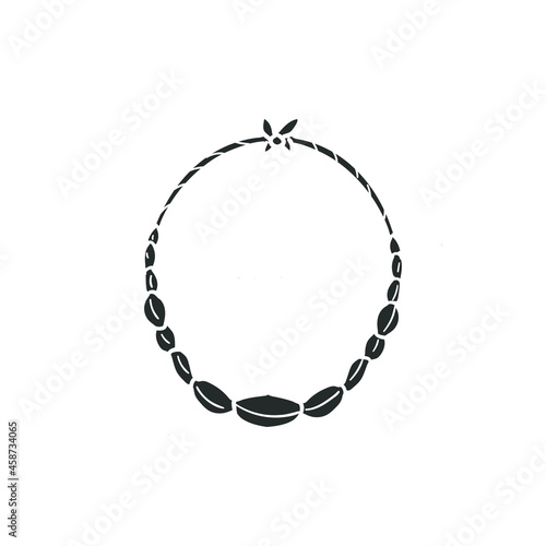 Ancient Necklace Icon Silhouette Illustration. Prehistoric Ornaments Vector Graphic Pictogram Symbol Clip Art. Doodle Sketch Black Sign.