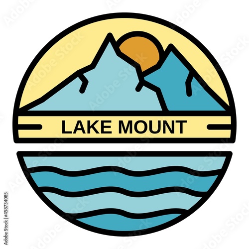 Lake mount logo. Outline lake mount vector logo color flat isolated