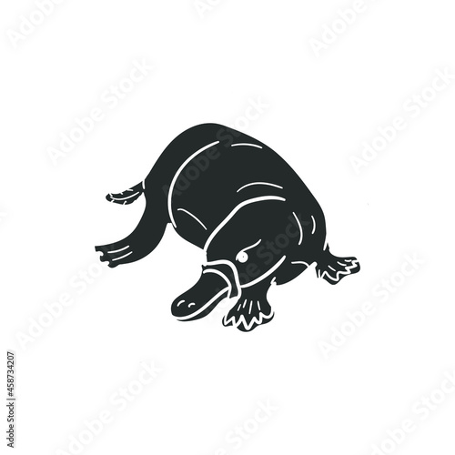 Platypus Icon Silhouette Illustration. Australian Animals Vector Graphic Pictogram Symbol Clip Art. Doodle Sketch Black Sign.