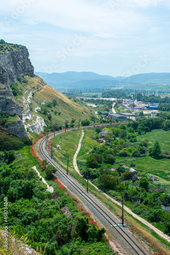 railway at the foot of the cliff