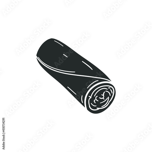 Burrito Icon Silhouette Illustration. Sandwich Roll Vector Graphic Pictogram Symbol Clip Art. Doodle Sketch Black Sign.