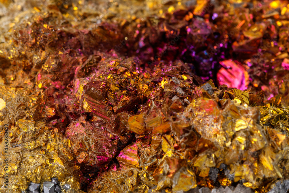 Macro mineral stone Chalcopyrite on a white background Macro mineral stone Chalcopyrite on a white background