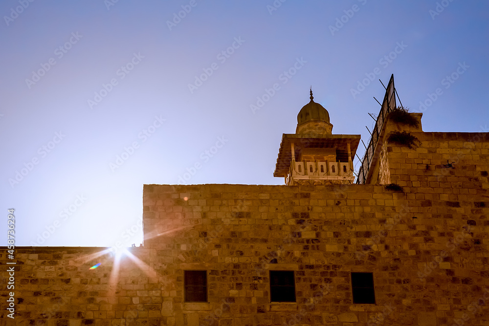 Bab al Silsila Minaret. Temple Mount and Dome of the Rock. old city of jerusalem, israel