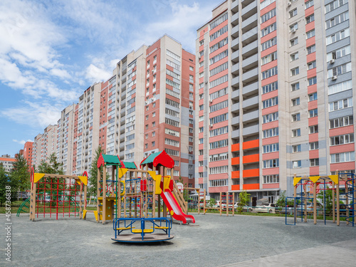Childrens Playground in the courtyard of a new residential area.
