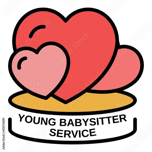 Young babysitter service icon. Outline young babysitter service vector icon color flat isolated