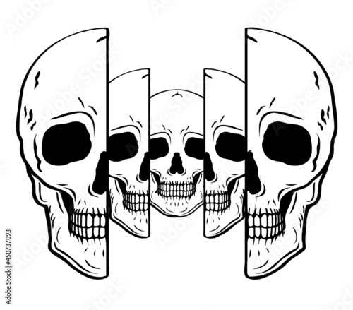 Skull Head Face Off Design Elements Set