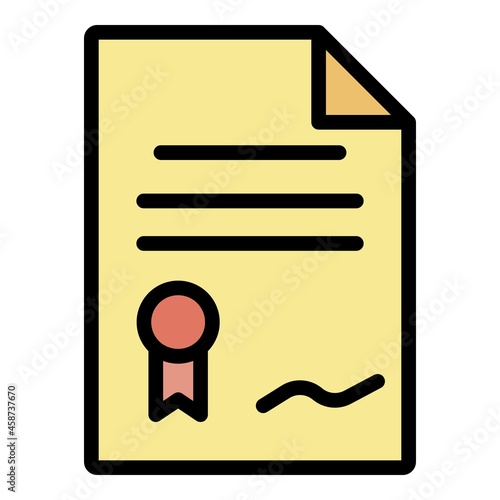Leasing document paper icon. Outline leasing document paper vector icon color flat isolated