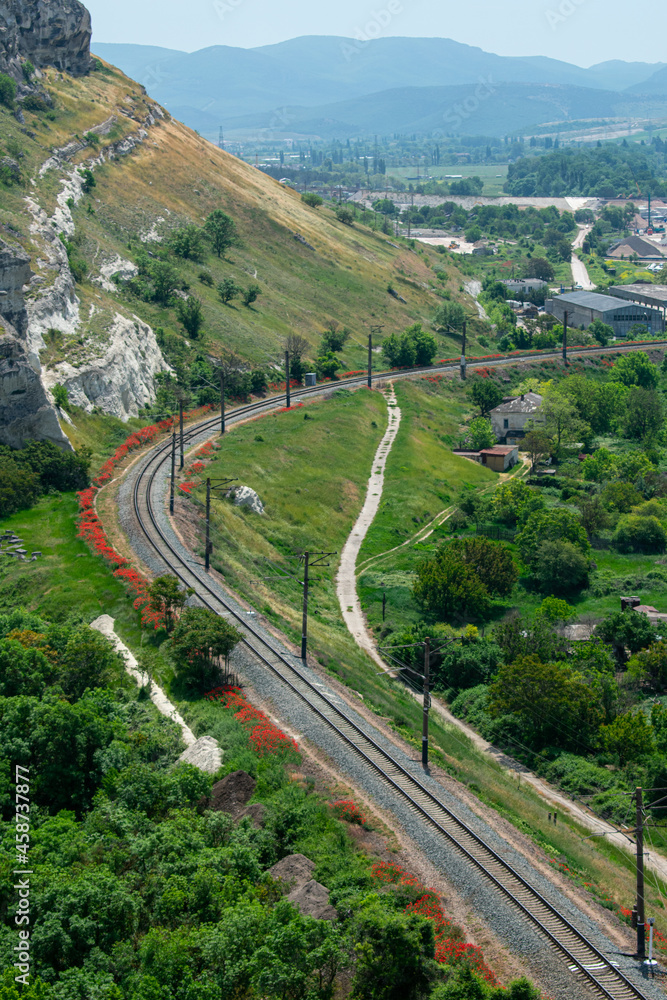 railway at the foot of the cliff