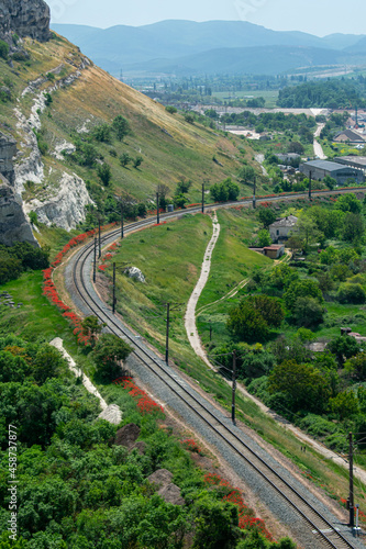 railway at the foot of the cliff