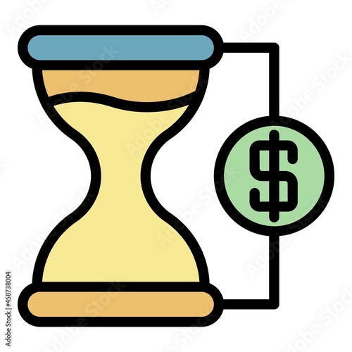 Leasing hourglass icon. Outline leasing hourglass vector icon color flat isolated