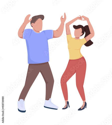 Dancing couple semi flat color vector characters