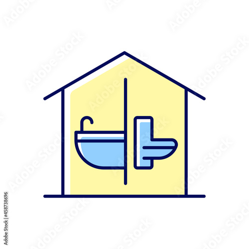 Sanitation facilities RGB color icon. Hygienic conditions maintenance. Accessible bathroom and toilet in home. Sanitary accommodation. Isolated vector illustration. Simple filled line drawing