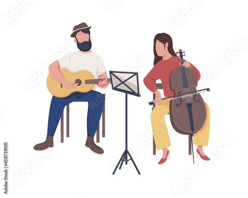 Musicians band semi flat color vector characters