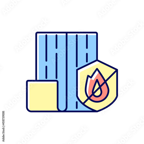 Resistance to fire RGB color icon. Choosing fireproof construction materials. Fire-resistant house. Noncombustible structure. Building safety. Isolated vector illustration. Simple filled line drawing