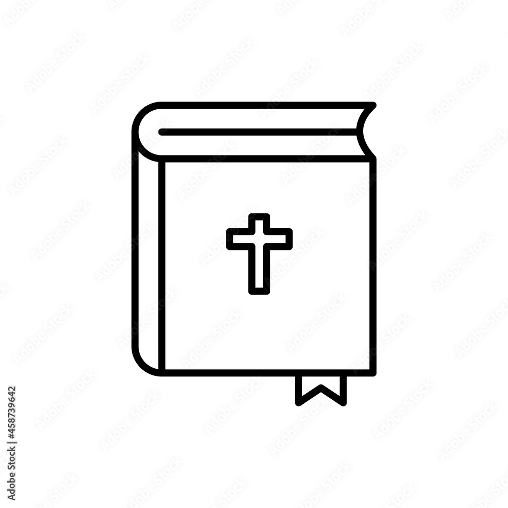 Bible with christian cross. Thin line icon. Religion. Modern vector illustration. Bible with christian cross. Thin line icon. Religion. Modern vector illustration.