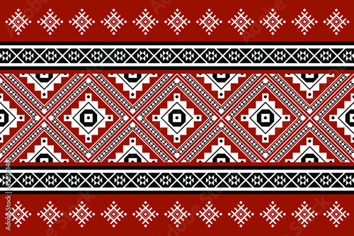 Geometric ethnic oriental seamless pattern traditional Design for background,carpet,wallpaper.clothing,wrapping,Batik fabric,Vector illustration.embroidery style - Sadu, sadou, sadow or sado
