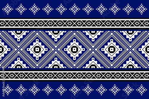 Geometric ethnic oriental seamless pattern traditional Design for background,carpet,wallpaper.clothing,wrapping,Batik fabric,Vector illustration.embroidery style - Sadu, sadou, sadow or sado