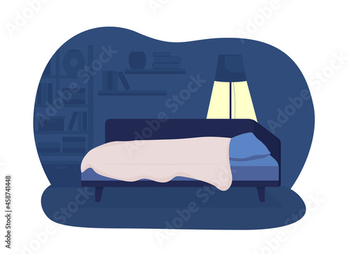Child bedroom at nightime 2D vector isolated illustration