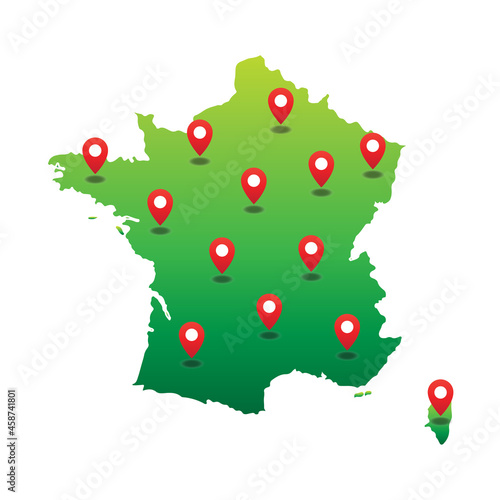 France Map with pin location
