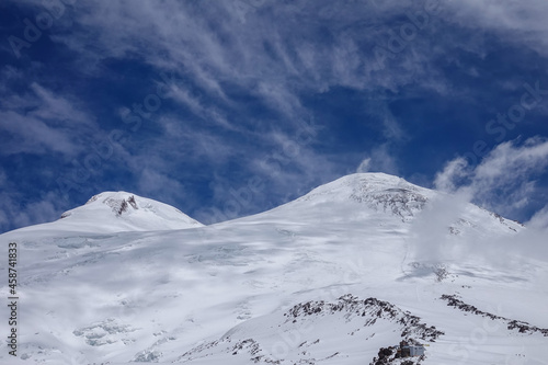 Elbrus Summit with Double Peak under Snow