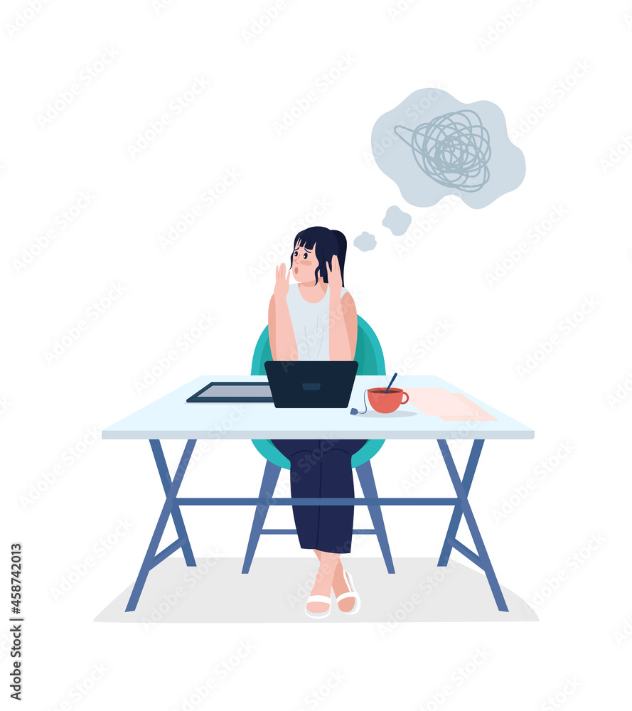 Fototapeta premium Overworked employee semi flat color vector character