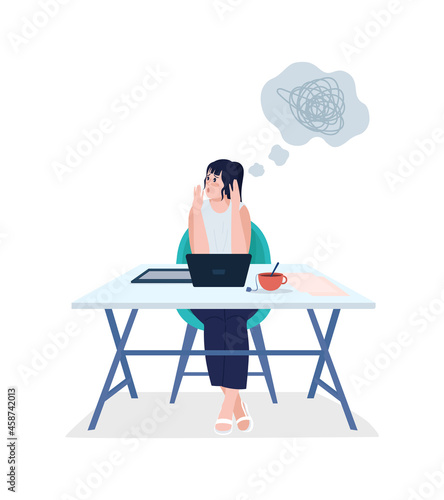 Overworked employee semi flat color vector character
