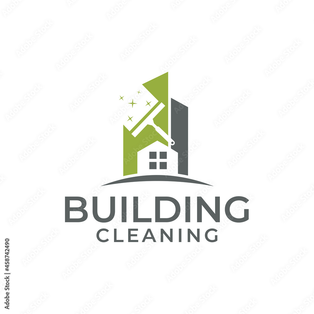 Cleaning building logo design vector, Clean, Building, city, cleaner