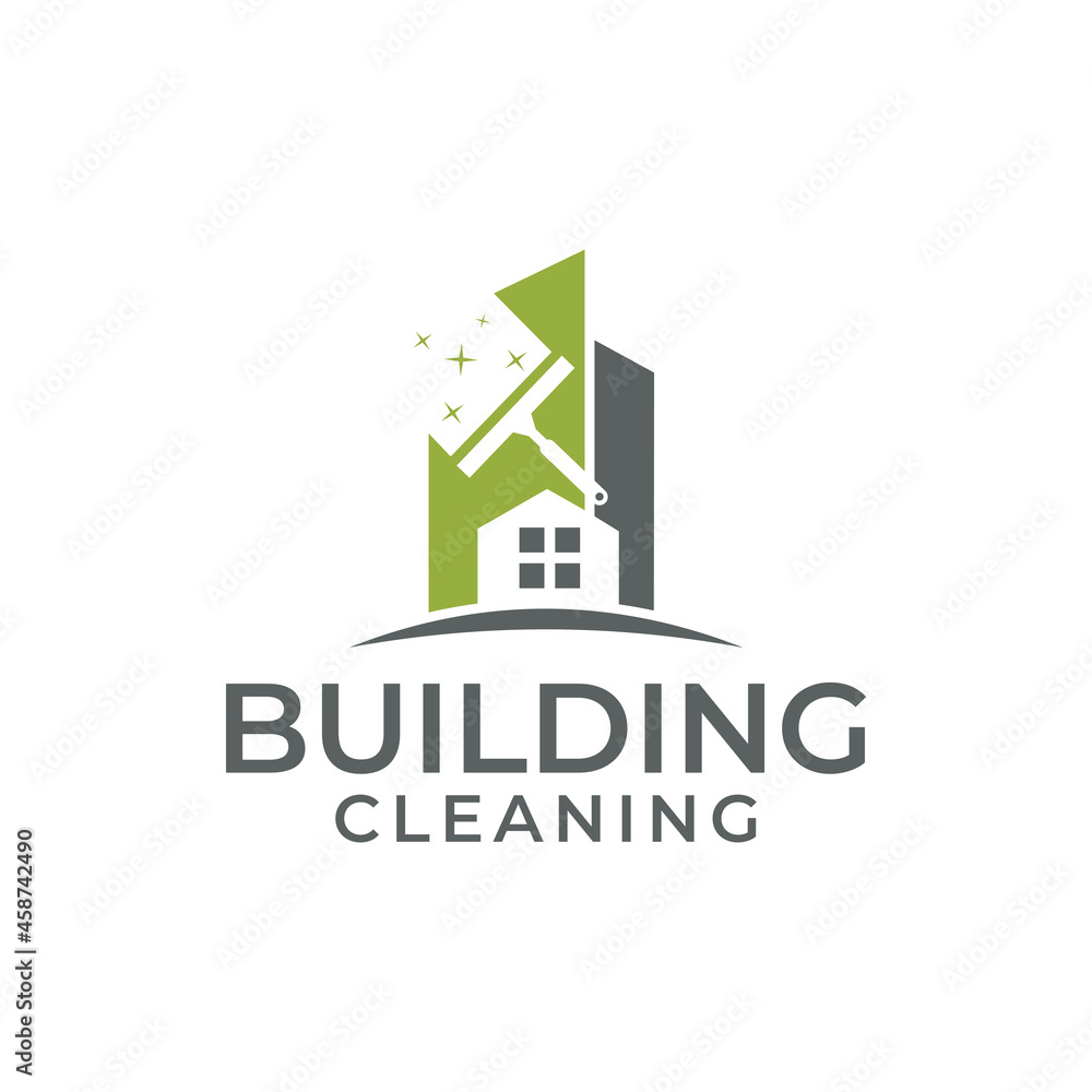 Fototapeta premium Cleaning building logo design vector, Clean, Building, city, cleaner