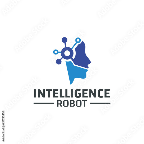 head robot logo design vector, intelligence, brain, circuit, digital