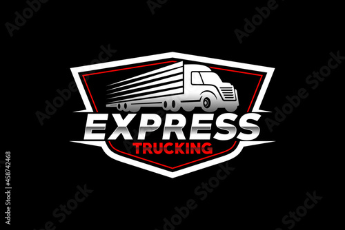 Truck silhouette abstract logo template vector. suitable for cargo logo, delivery cargo trucks, Logistic logo