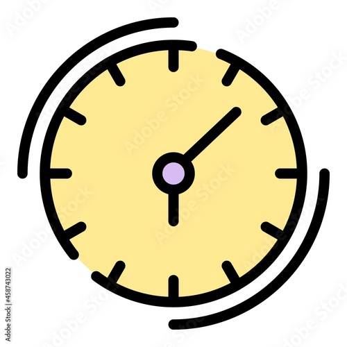 Quest clock icon. Outline quest clock vector icon color flat isolated